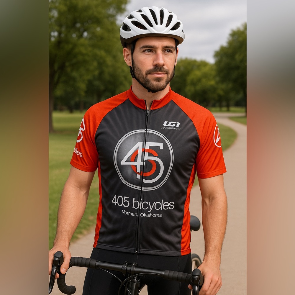 Louis Garneau 405 Bicycles Men’s M Cycling Jersey Full Zip Red Black